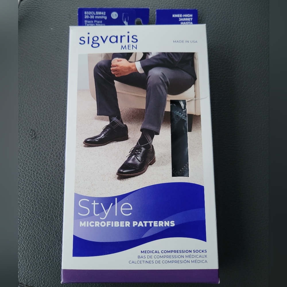 Sigvaris Men Style Microfiber Patterns Dress Socks - Blue